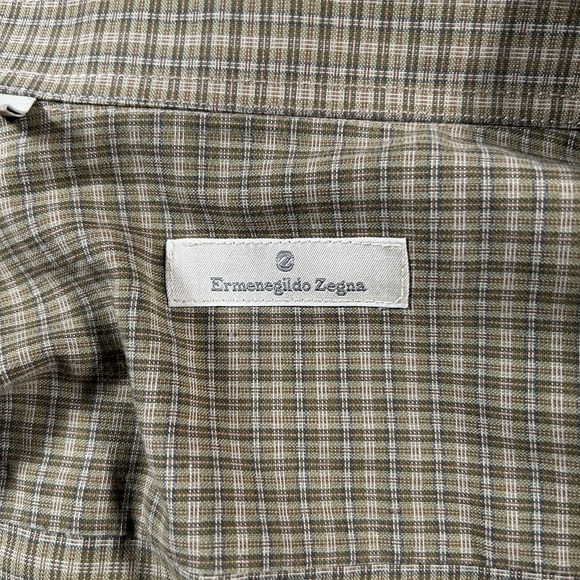 Ermenegildo Zegna Dress Shirt Mens 16.5 Multicolor Plaid Poplin Pleated Business - Picture 3 of 9